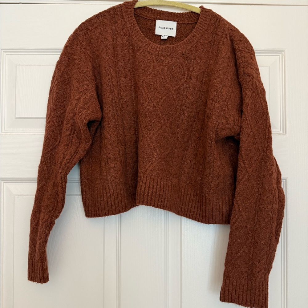 Women’s Pink Rose Burnt Red Cropped Sweater Size M